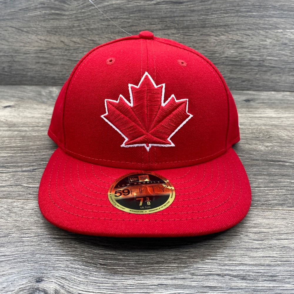 Toronto Blue Jays New Era 59FIFTY Low Profile Hat Mens 7 3/8 Red Maple Leaf Cap